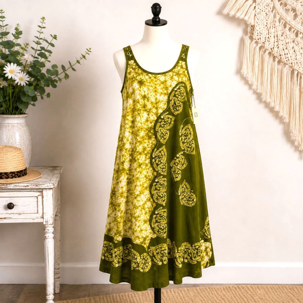 Vintage Fashion Terminal Batik Print Tie Back Mini Sundress Free Size Boho